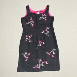 Black floral embroidered sheath dress romantic whimsigoth Y2K date valentines